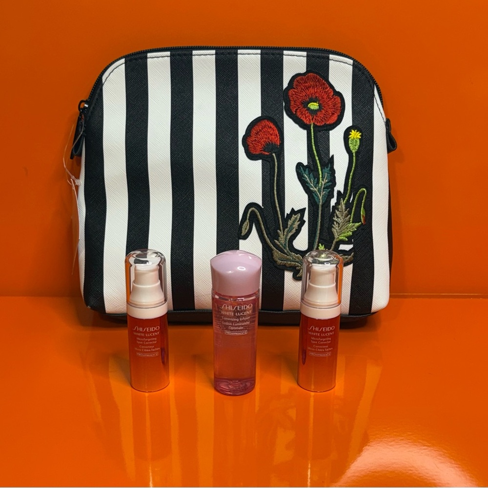 Shiseido Set with Striped Floral Bag